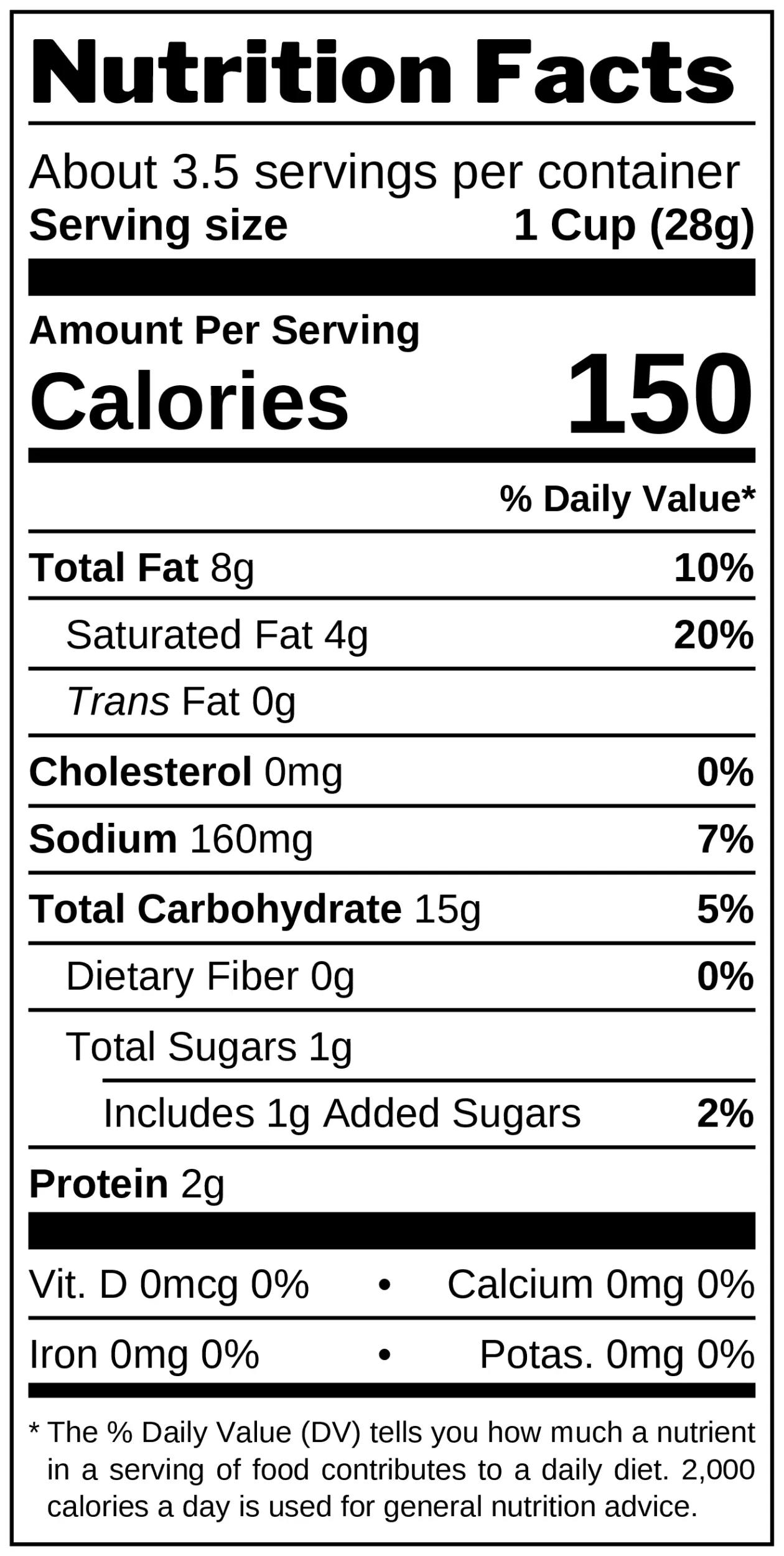 Dill-Flavored Potato Sticks nutrition facts