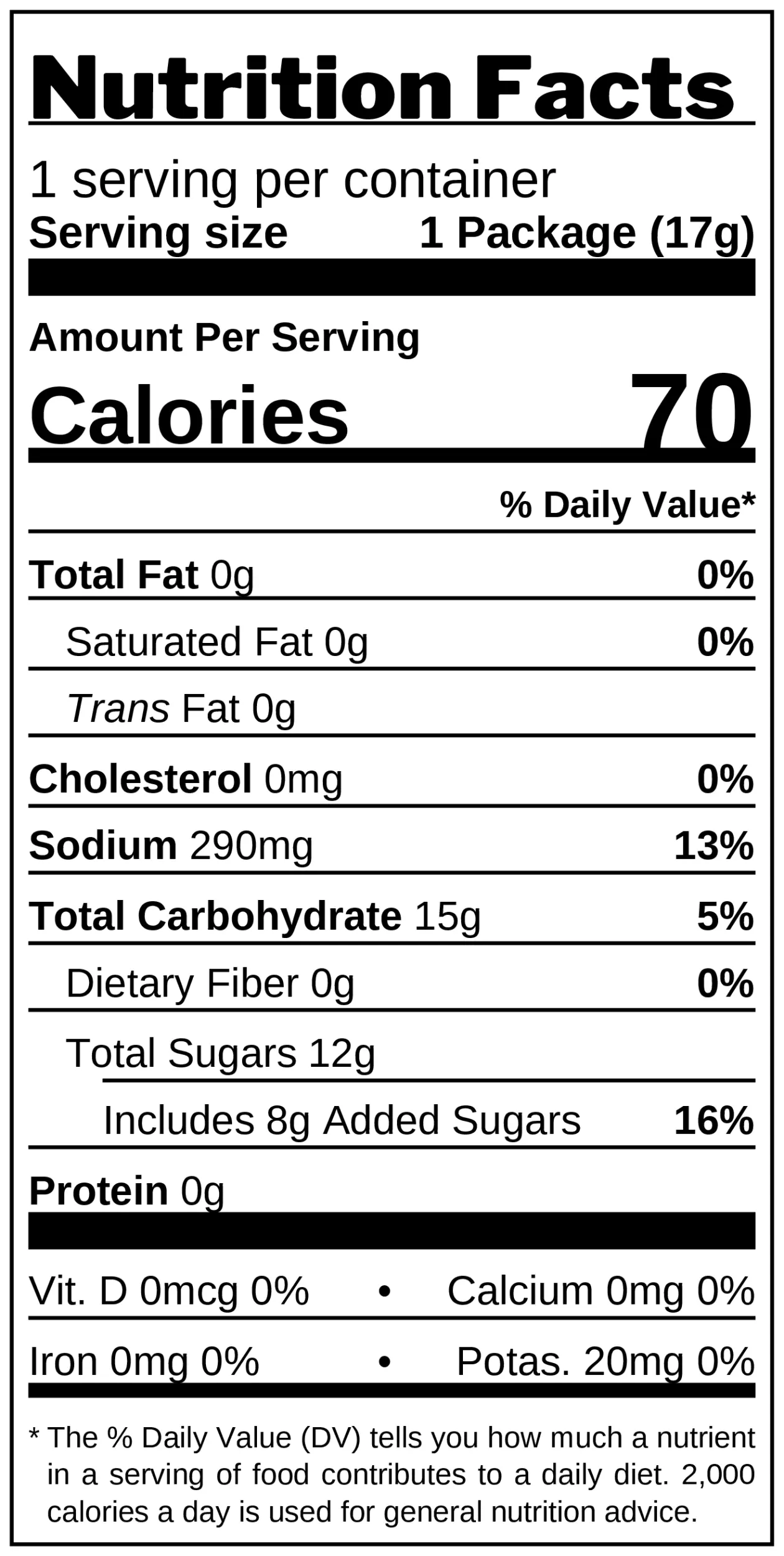 Sweet & Spicy Watermelon Lollipop nutrition facts