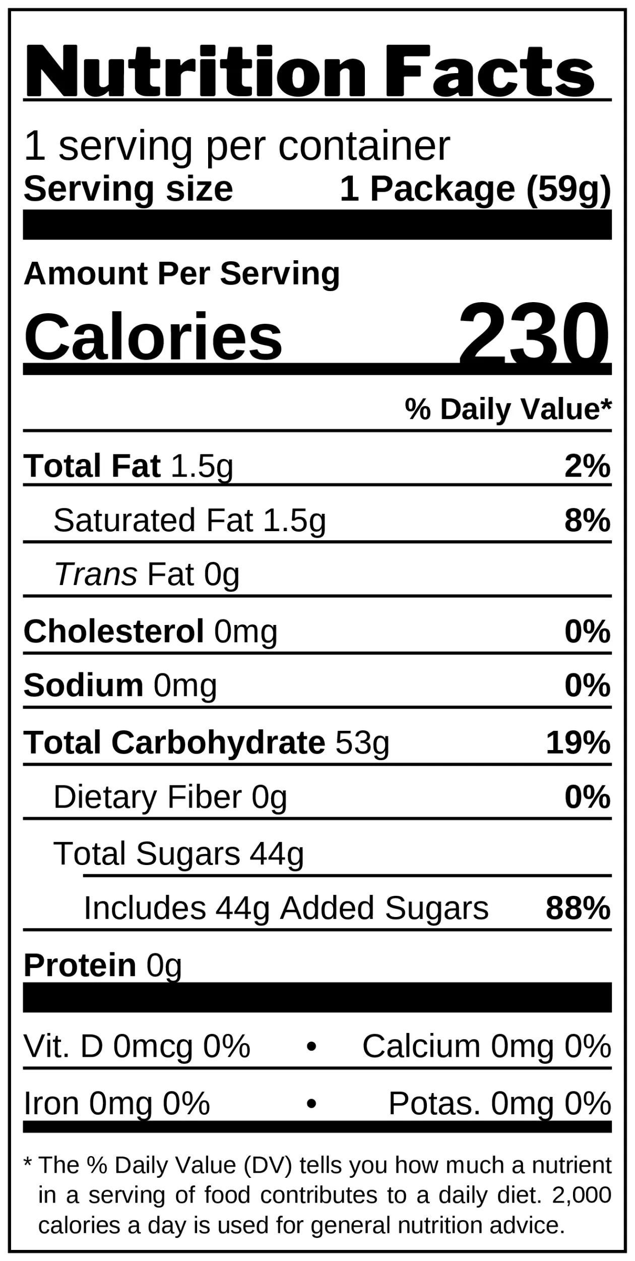 Bubbly Cola Chews nutrition facts