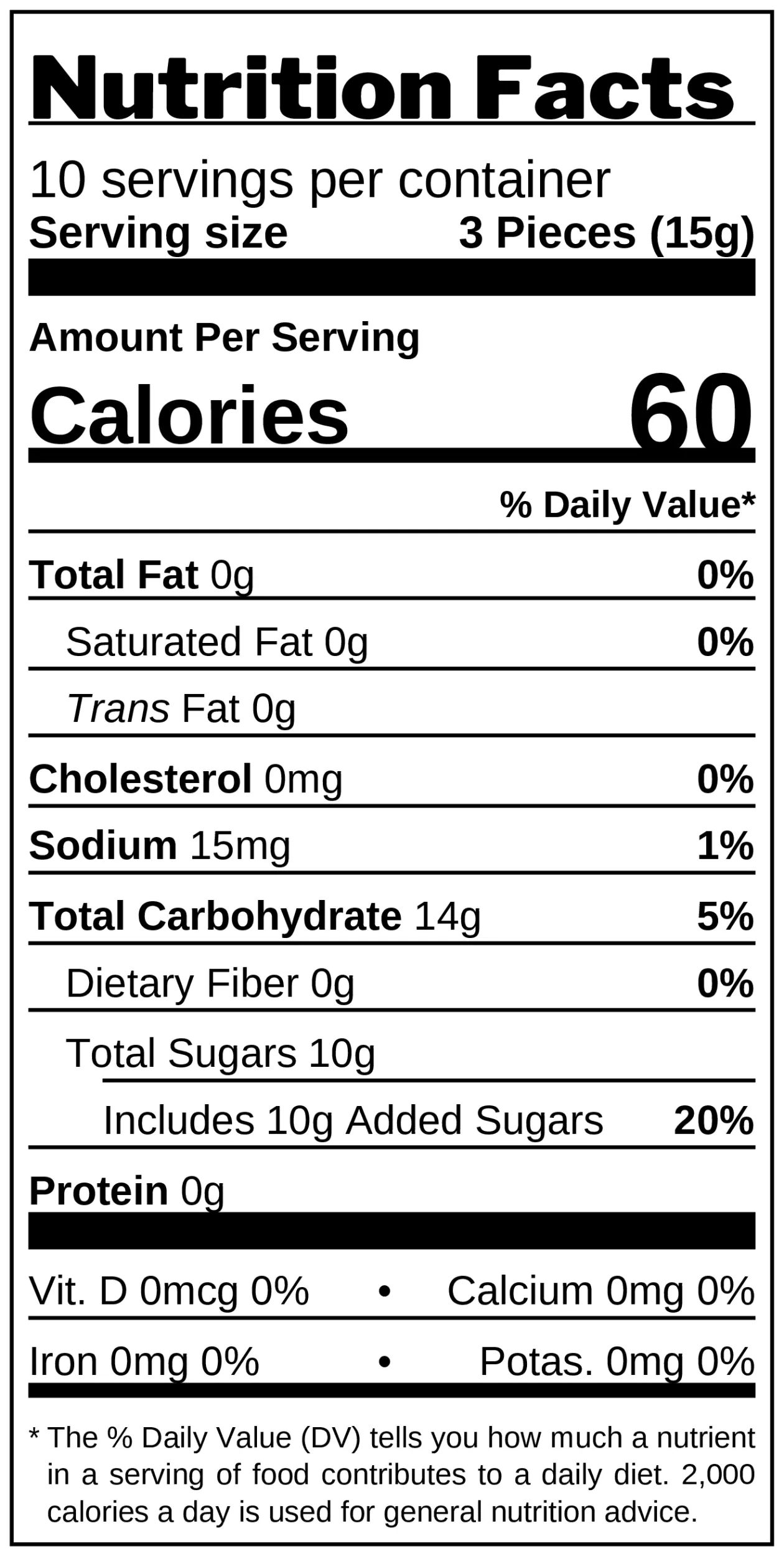 Coffee-Flavored Hard Candies nutrition facts
