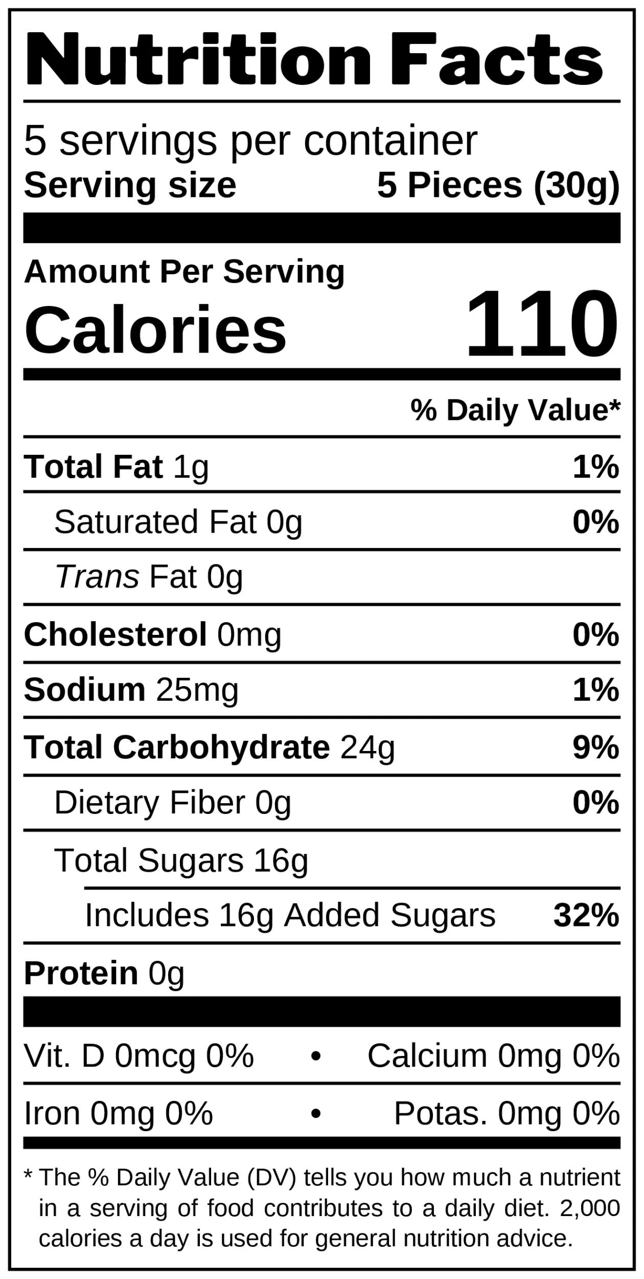 Vanilla & Strawberry Sour Chews nutrition facts