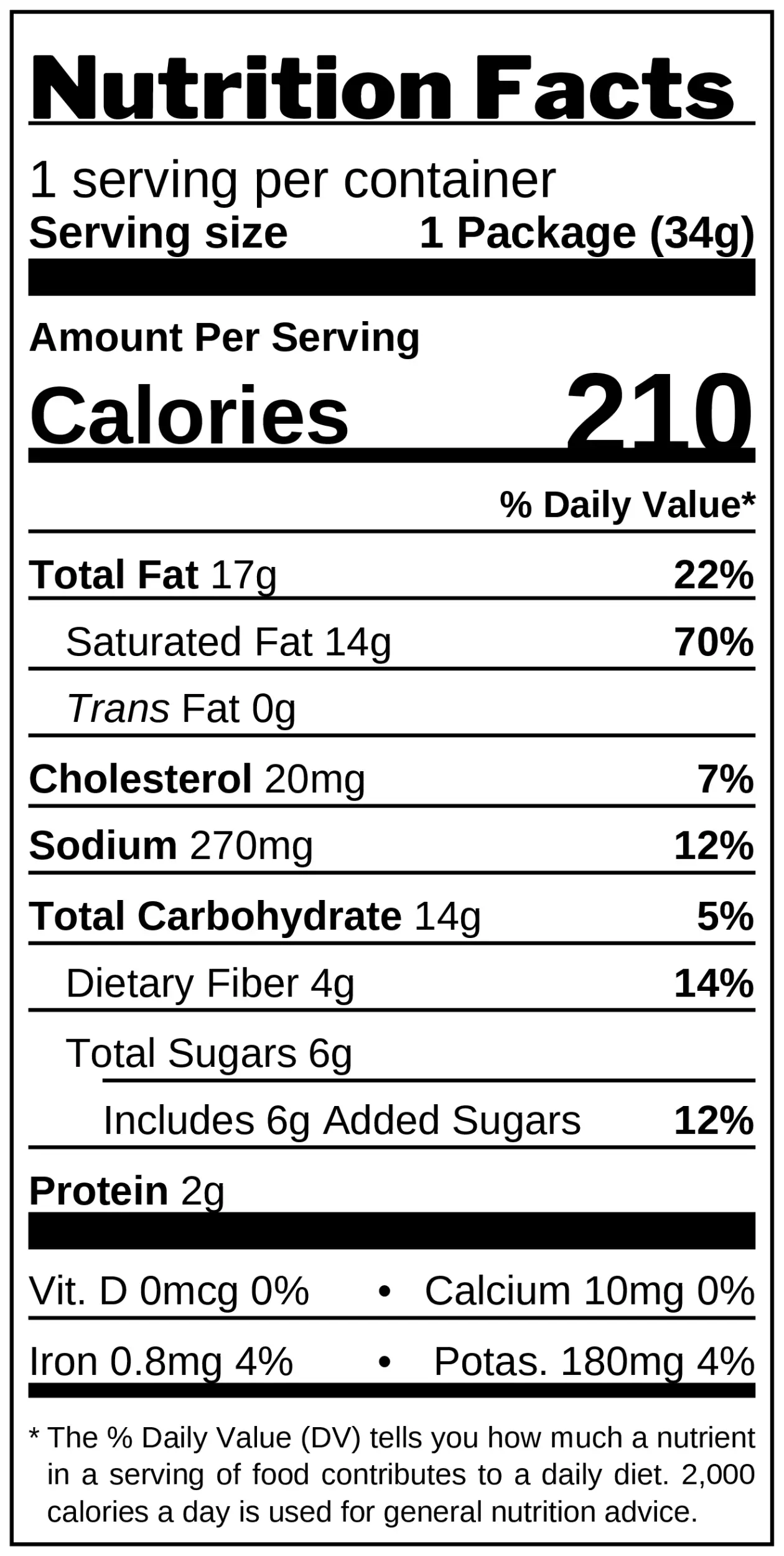 Salted Egg Yolk Popcorn nutrition facts