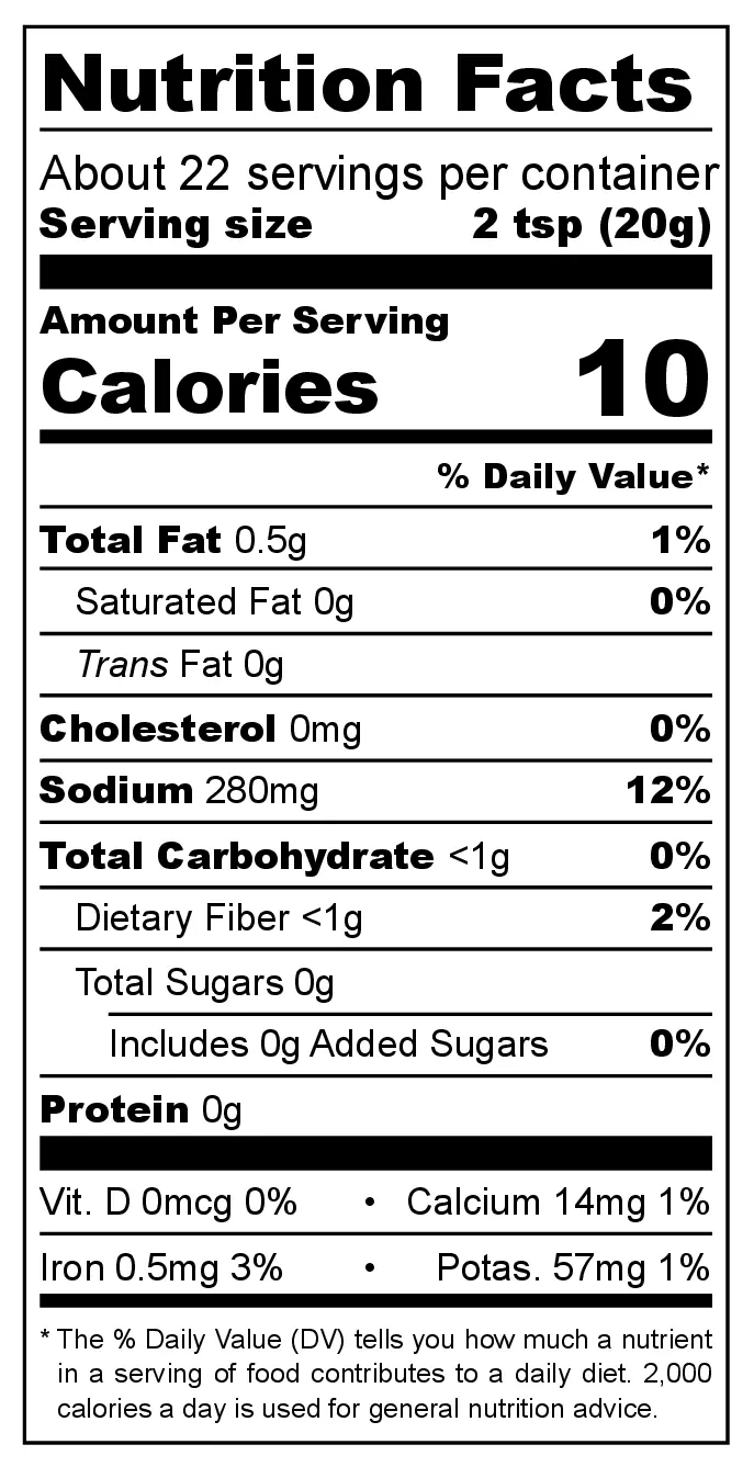 Sweet & Tangy Chutney nutrition facts