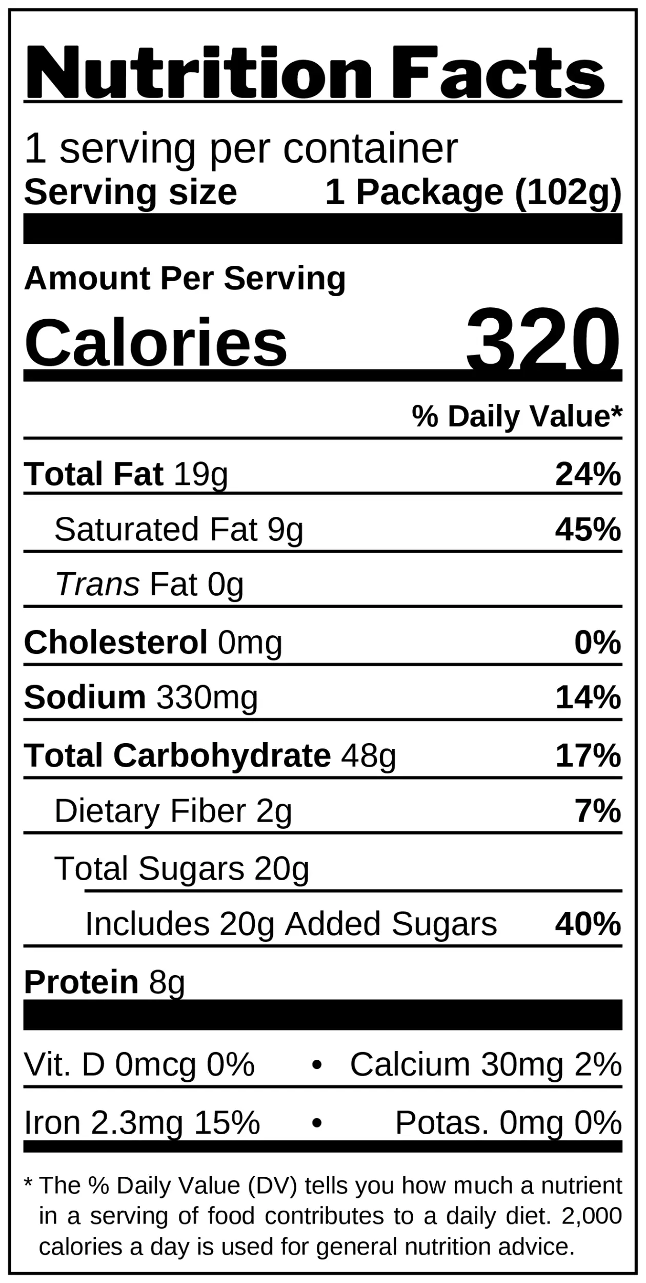 Orange Honey Cake nutrition facts