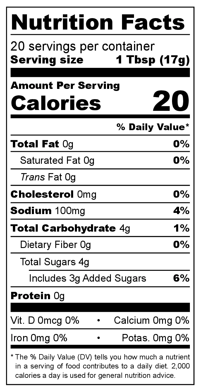 Spiced Ketchup nutrition facts
