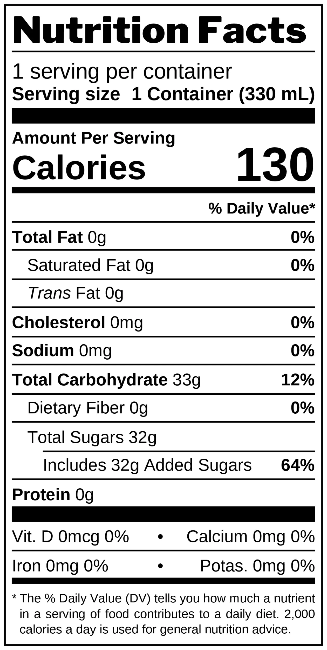 Sunset Orange & Cola Soda nutrition facts