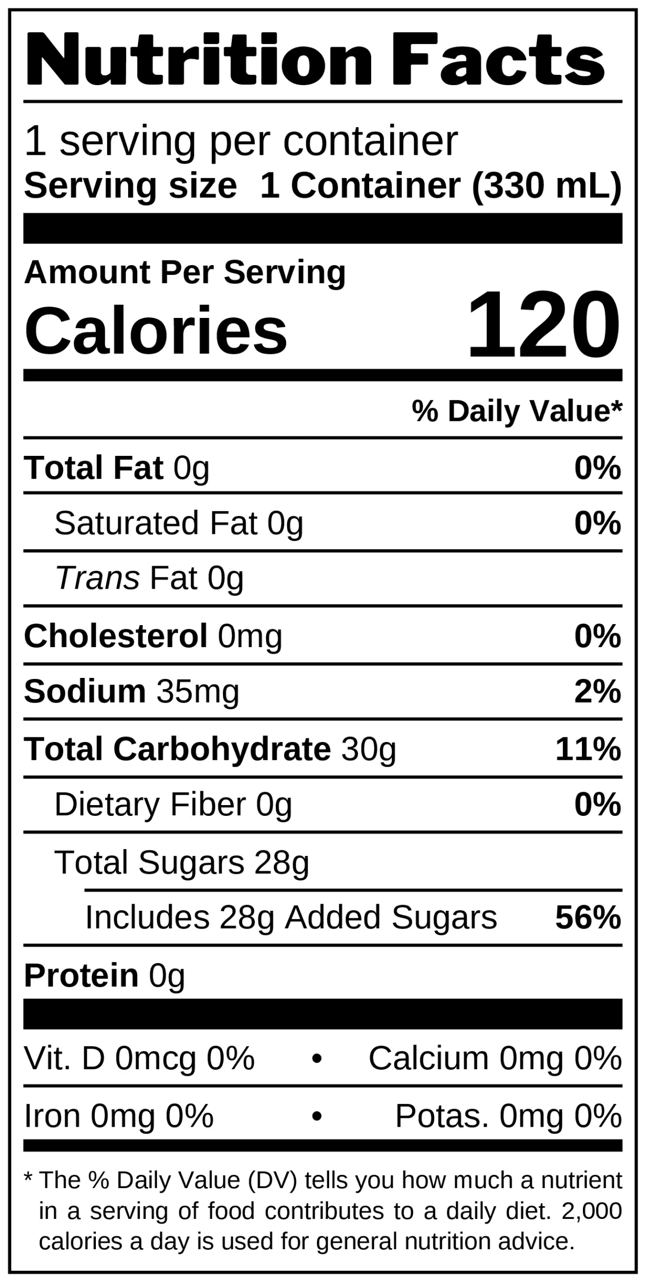 Citrus Fizzy Drink nutrition facts
