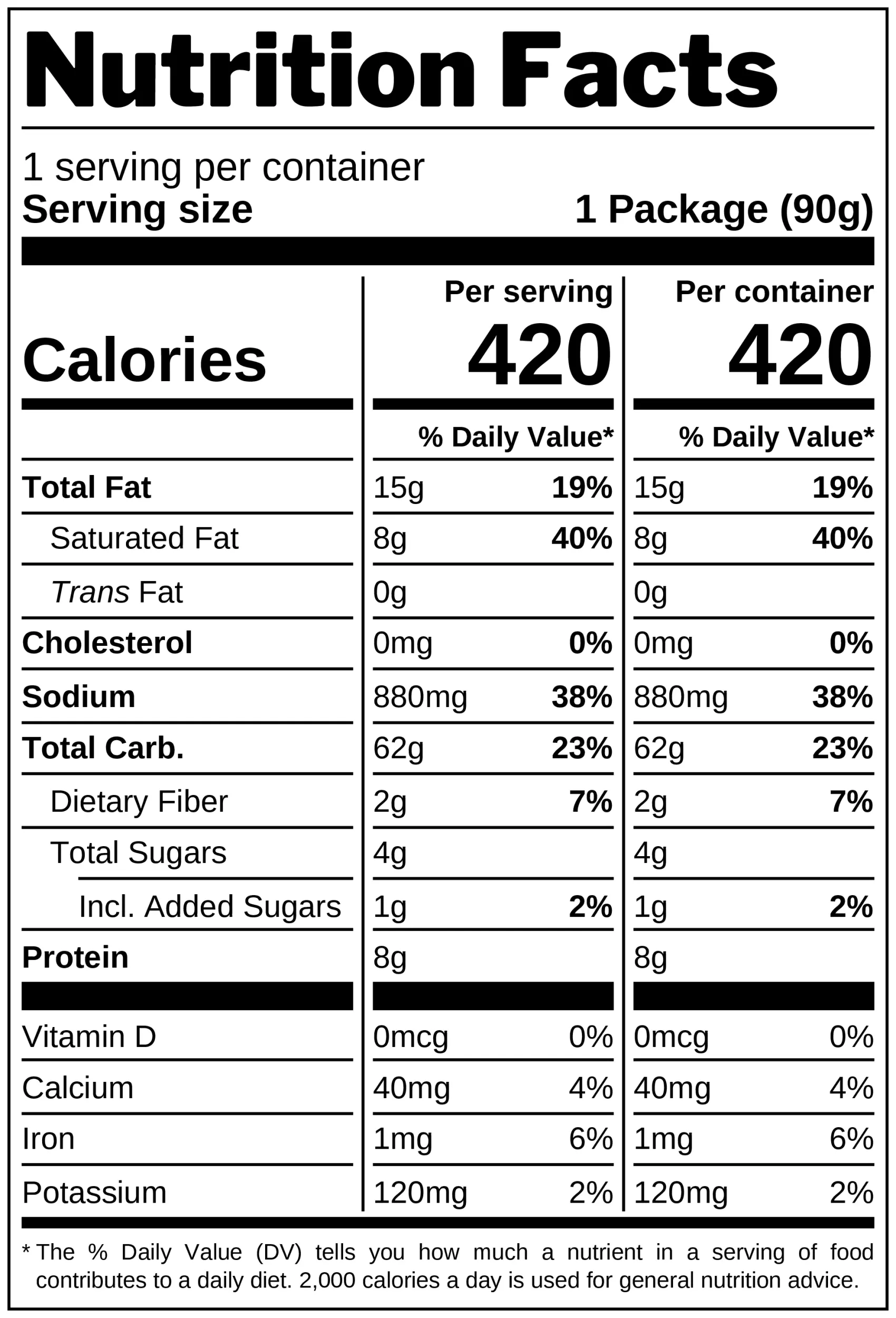 Beef-Flavored Dry Noodle Snack nutrition facts