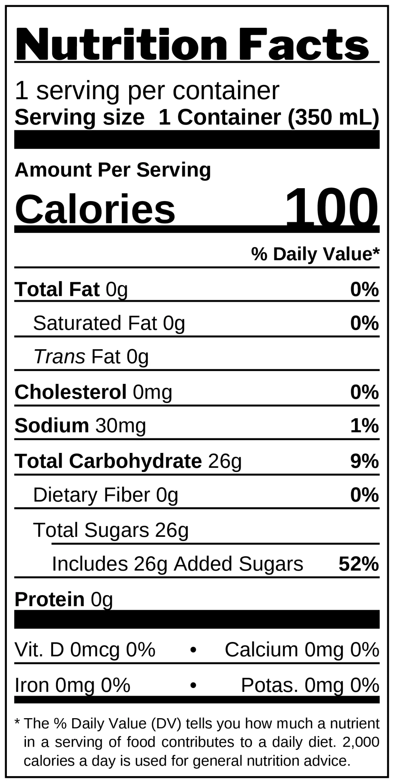 Guaraná-Flavored Soda nutrition facts